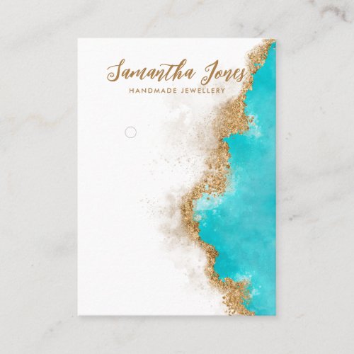  Teal and Gold Agate Jewellery Earrings Display Business Card