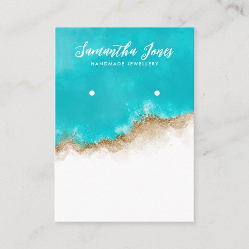  Teal and Gold Agate Jewelry Earrings Display Business Card