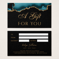 Teal and Gold Agate on Black Gift Card