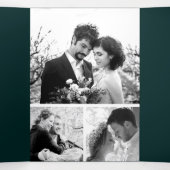 Teal and Gold Agate Photo Collage Wedding Tri-Fold Invitation (Inside Middle)