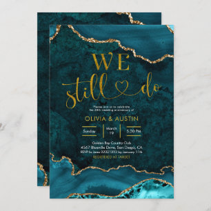 Teal and gold Agate Wedding Anniversary Invitation