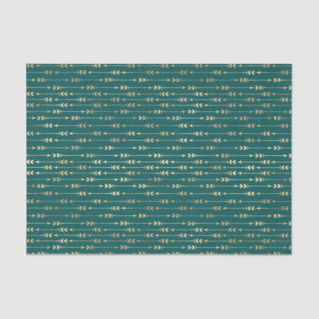 Teal and Gold Arrows Tissue Paper (Front)