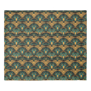 Teal and Gold Art Deco Duvet Cover