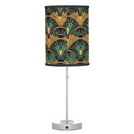 Teal and Gold Art Deco Table Lamp (Back)