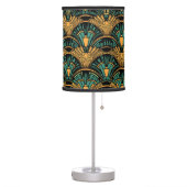 Teal and Gold Art Deco Table Lamp (Left)