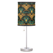 Teal and Gold Art Deco Table Lamp (Right)
