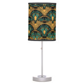 Teal and Gold Art Deco Table Lamp (Front)