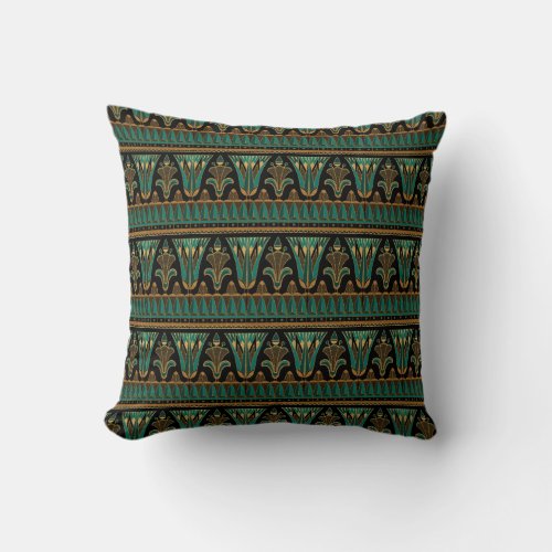 Teal and Gold Art Deco Throw Pillow