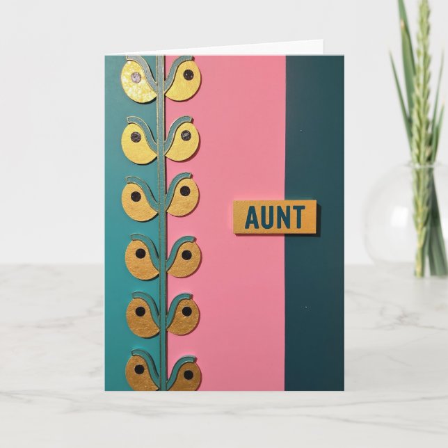 Teal And Gold Aunt Mothers Day Card (Front)