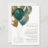 Teal and Gold Baby or Bridal Shower by Mail Invitation (Front)