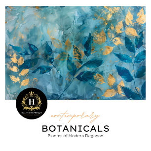 Teal and Gold Botanical Furniture Decoupage Tissue Paper