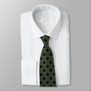 Teal and Gold Chevron Basketball Pattern on Black Neck Tie