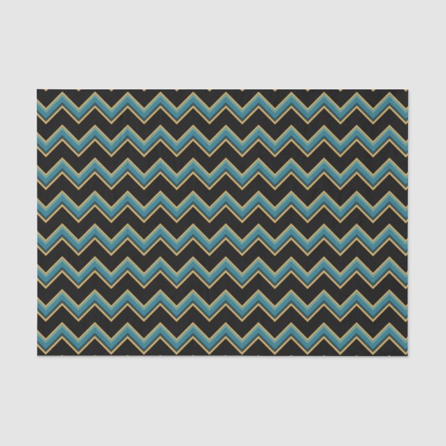 Teal and Gold Chevron Tissue Paper (Front)
