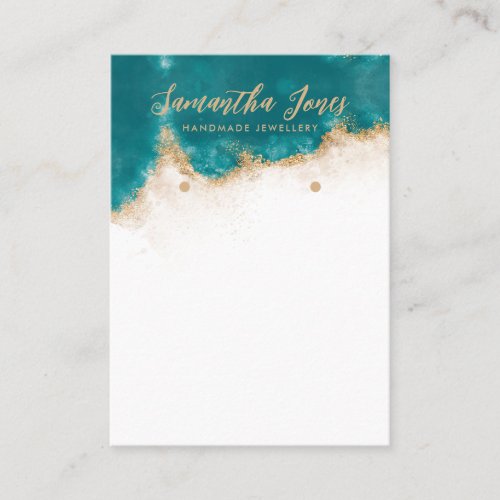  Teal and Gold Chic Jewelry Earrings Display Business Card