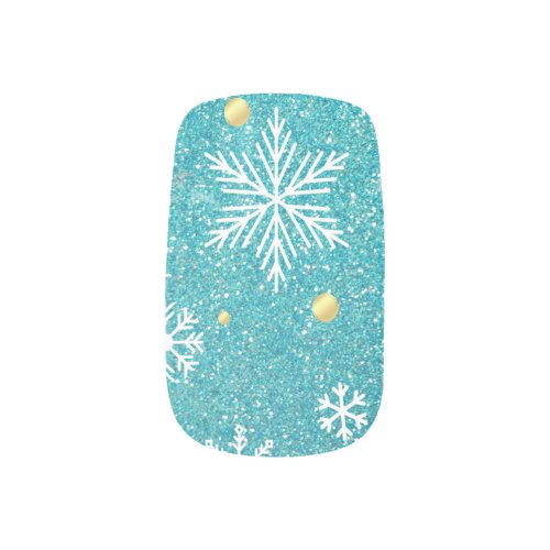 Teal and Gold Christmas Nail Art Decals