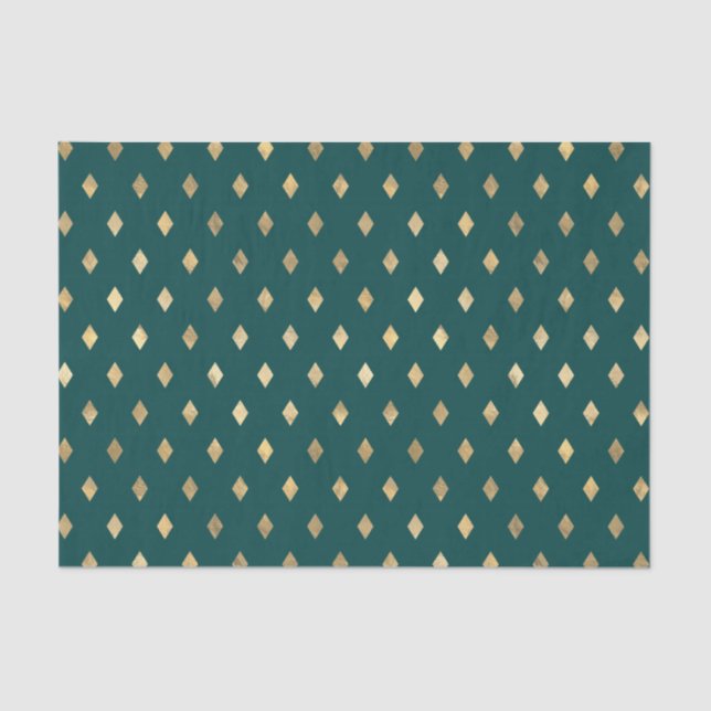 Teal and Gold Diamond Tissue Paper (Front)