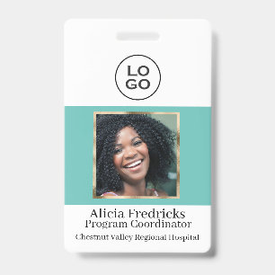 Teal and Gold Employee Photo ID with Logo Badge