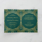 Teal and Gold Ethnic Mandala Indian Wedding Invitation (Inside)