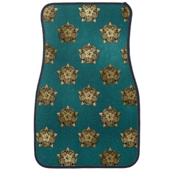 Teal And Gold Floral Car Mats by JLBIMAGES at Zazzle