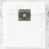 Teal and Gold Floral Monogram Wedding Sticker (Bag)