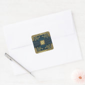 Teal and Gold Floral Monogram Wedding Sticker (Envelope)