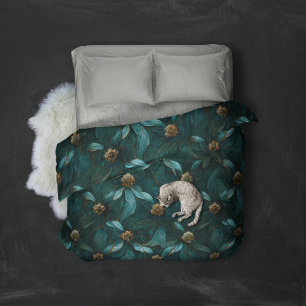 Teal and Gold Floral Pattern  Duvet Cover