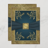 Teal and Gold Floral RSVP Card (Front/Back)