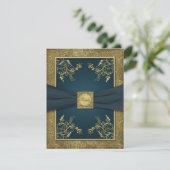 Teal and Gold Floral RSVP Card (Standing Front)