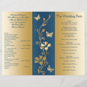 Teal and Gold Floral Wedding Program (Back)
