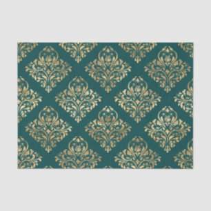 Teal and Gold Foil Antique Pattern Tissue Paper