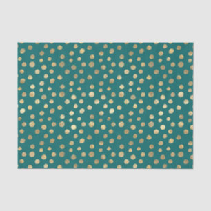 Teal and Gold Foil Doodle Dots Tissue Paper