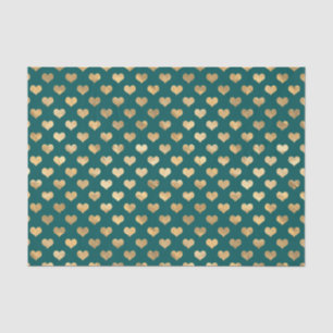 Teal and Gold Foil Hearts Tissue Paper