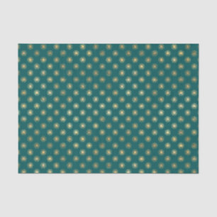 Teal and Gold Foil Star Pattern Tissue Paper