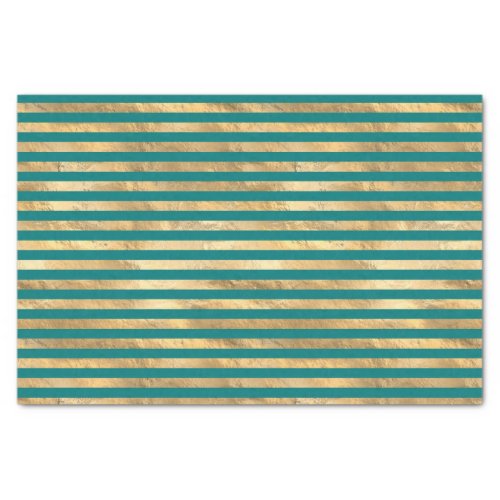 Teal and Gold Foil Stripes Tissue Paper