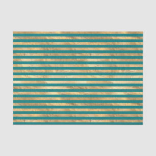 Teal and Gold Foil Stripes Tissue Paper