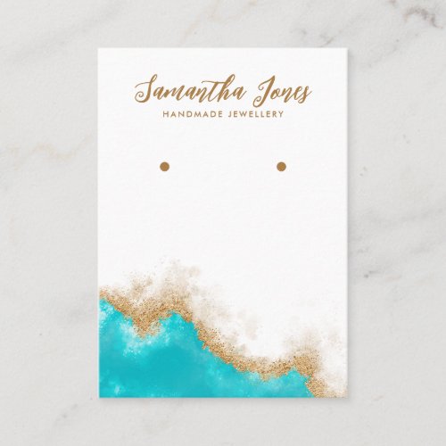  Teal and Gold Gem Chic Jewelry Earrings Display Business Card