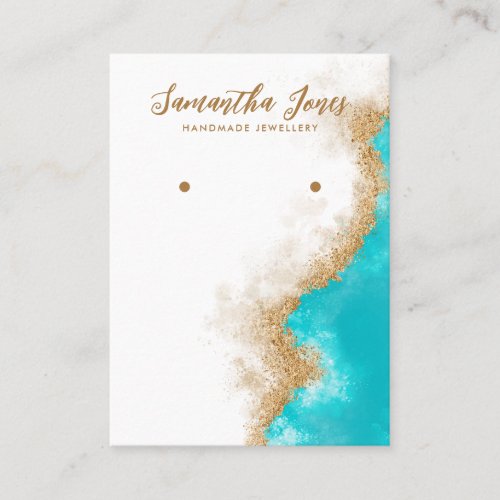  Teal and Gold Gem Chic Jewelry Earrings Display Business Card