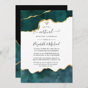 Teal and Gold Geode Agate Virtual Wedding Invitation