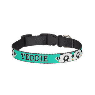 Teal and Gold Geometric Stars Pet Collar