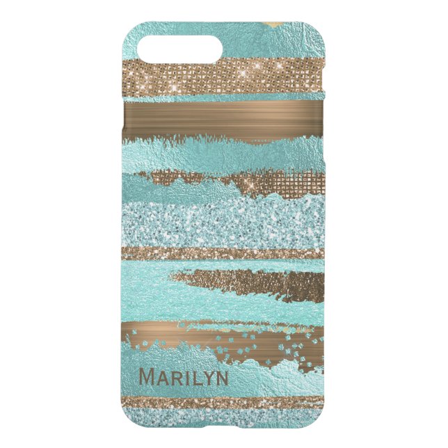 Teal and Gold Glam iPhone 7 Plus Case (Back)