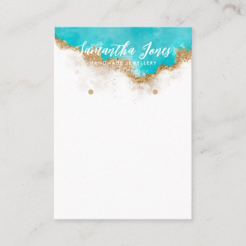  Teal and Gold Glam Jewelry Earrings Display Business Card