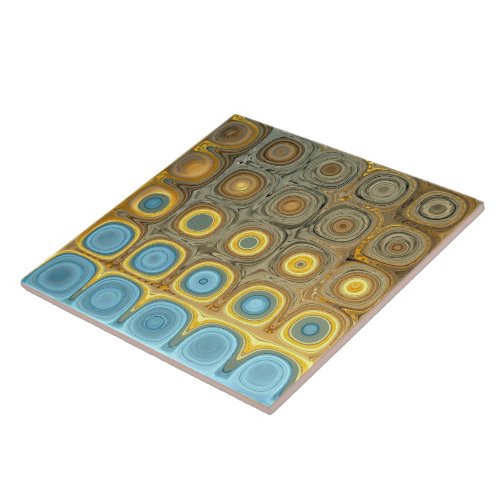 Teal and Gold Glass Blocks Ceramic Tile