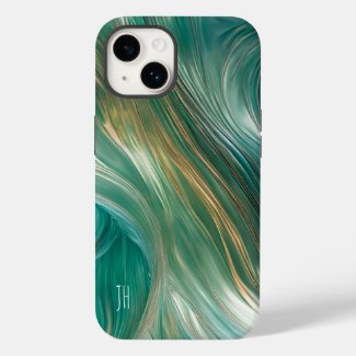 Teal and Gold Glassy Swirl