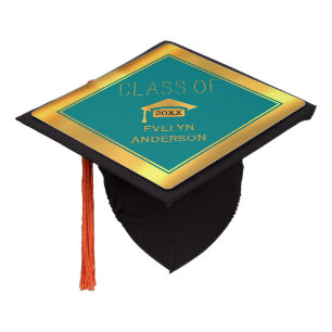 Teal and gold graduation Class of 2024 Graduation  Graduation Cap Topper