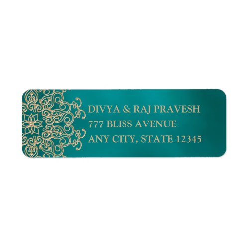 TEAL AND GOLD INDIAN INSPIRED ADDRESS LABELS