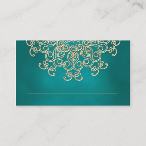 Teal and Gold Indian Inspired Seating Place Card