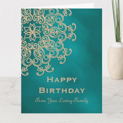 Teal AND GOLD INDIAN ISPIRED BIRTHDAY CARD