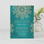 TEAL AND GOLD INDIAN STYLE WEDDING INVITATION (Standing Front)