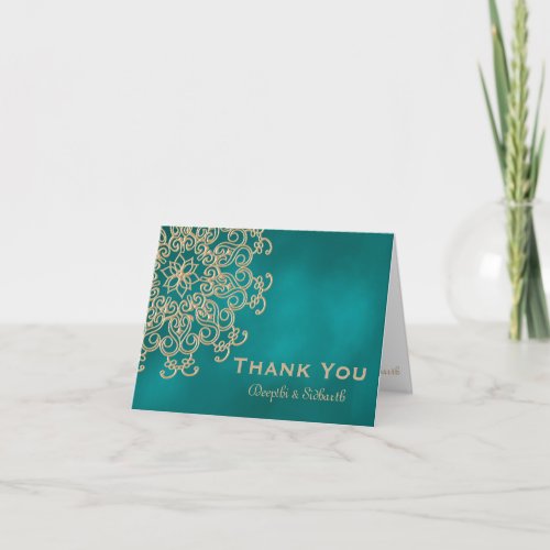 TEAL AND GOLD INDIAN STYLE WEDDING THANK YOU