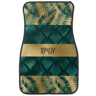 Teal and Gold Initial Car Floor Mat